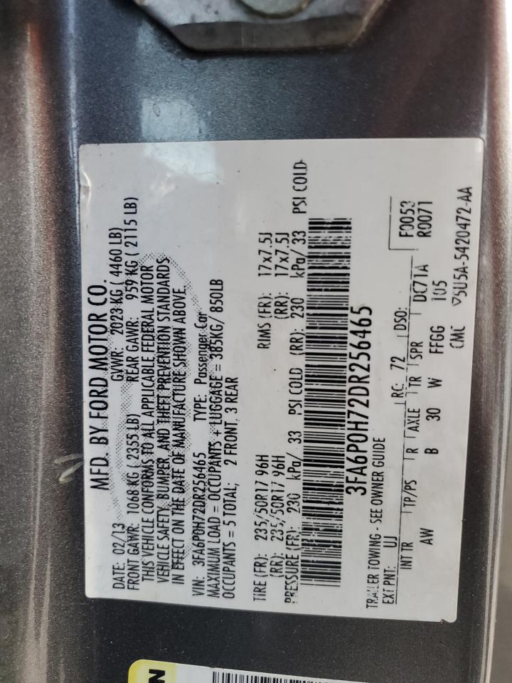 2013 Ford Fusion Se VIN: 3FA6P0H72DR256465 Lot: 86671745