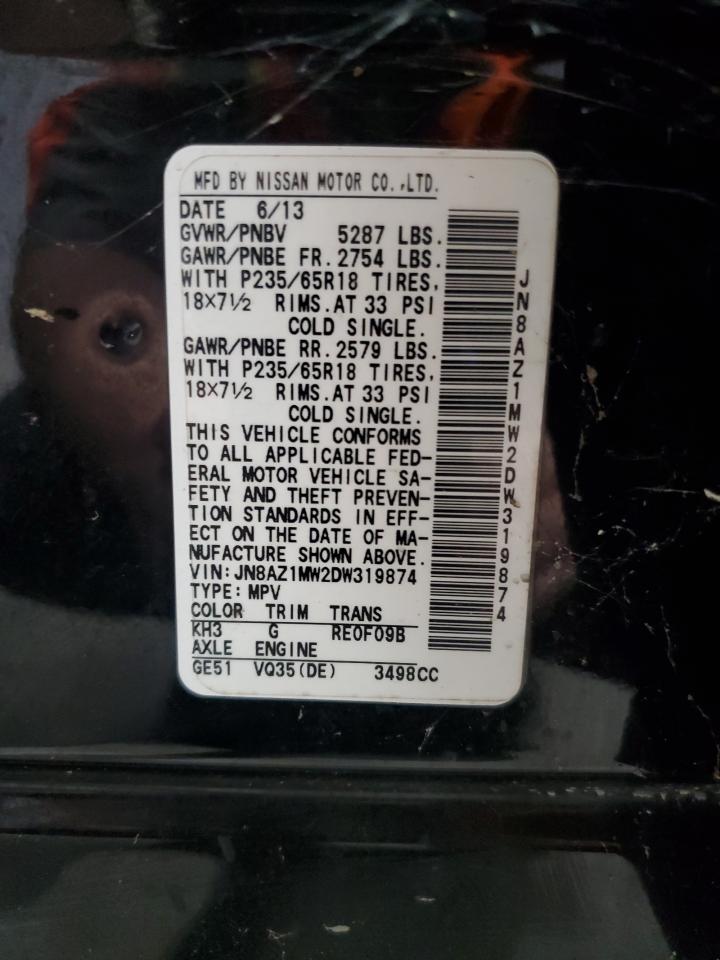 2013 Nissan Murano S VIN: JN8AZ1MW2DW319874 Lot: 86170165