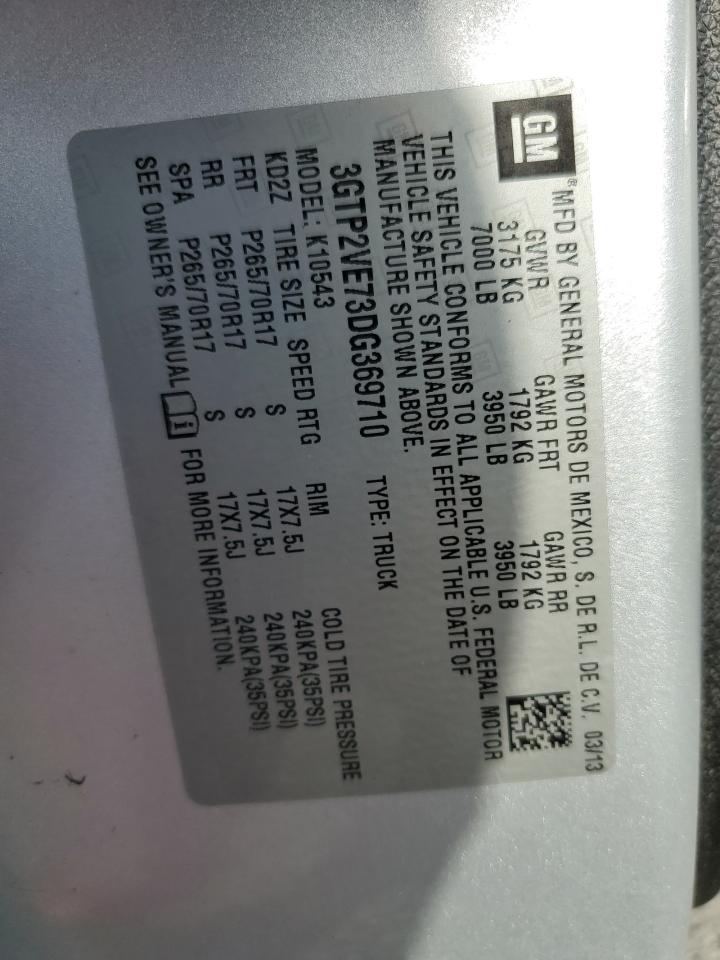 2013 GMC Sierra K1500 Sle VIN: 3GTP2VE73DG369710 Lot: 84975575