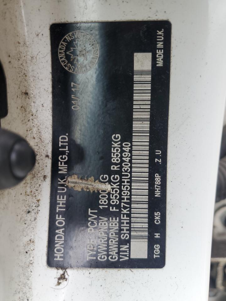 2017 Honda Civic Sport Touring VIN: SHHFK7H95HU304940 Lot: 85544975