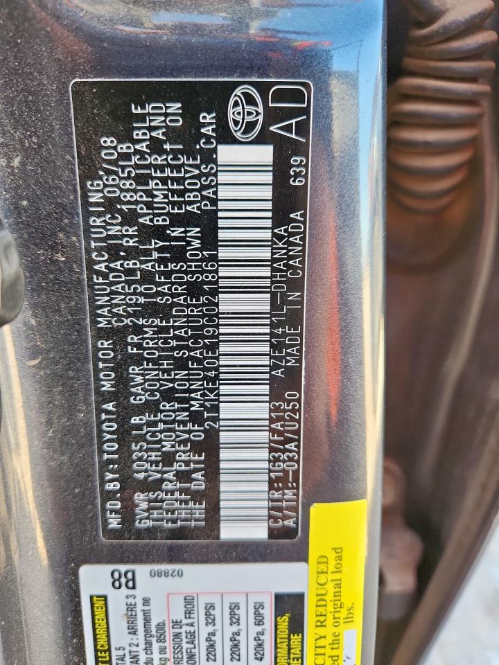 2009 Toyota Corolla Matrix S VIN: 2T1KE40E19C021861 Lot: 90458585