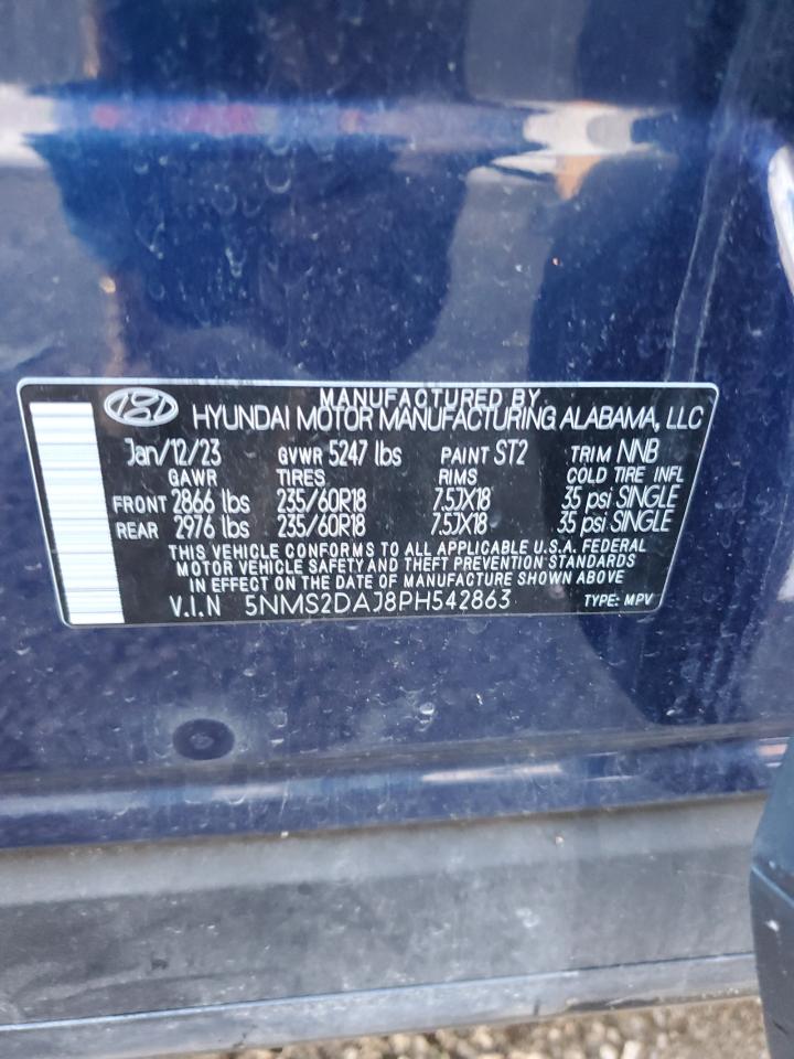 2023 Hyundai Santa Fe Sel VIN: 5NMS2DAJ8PH542863 Lot: 89647525