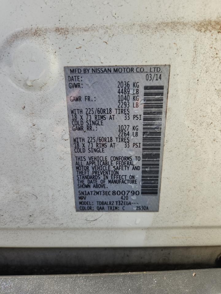 2014 Nissan Rogue S VIN: 5N1AT2MT3EC800790 Lot: 86627115