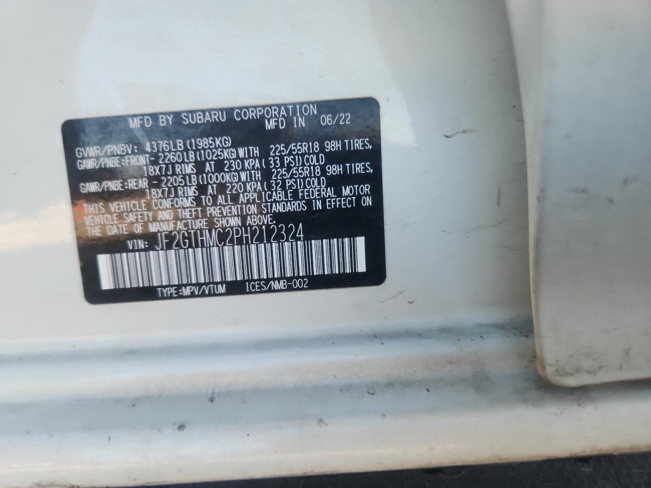 2023 Subaru Crosstrek Limited VIN: JF2GTHMC2PH212324 Lot: 90401185