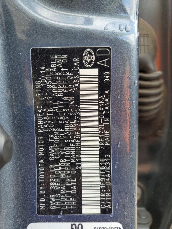 2015 Toyota Corolla L VIN: 2T1BURHE9FC277357 Lot: 86226805