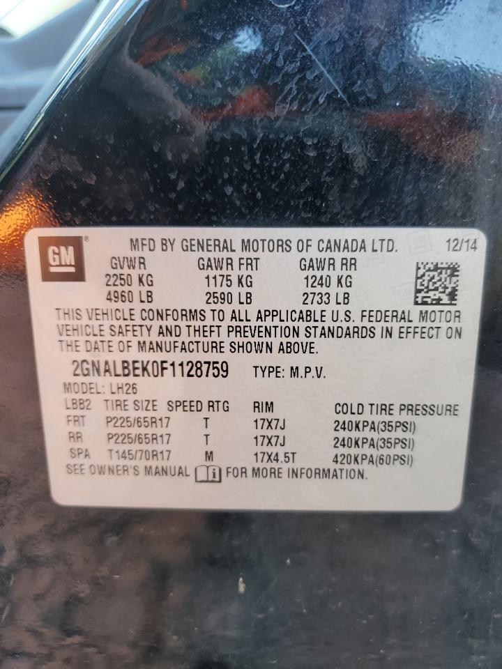 2015 Chevrolet Equinox Lt VIN: 2GNALBEK0F1128759 Lot: 86289265