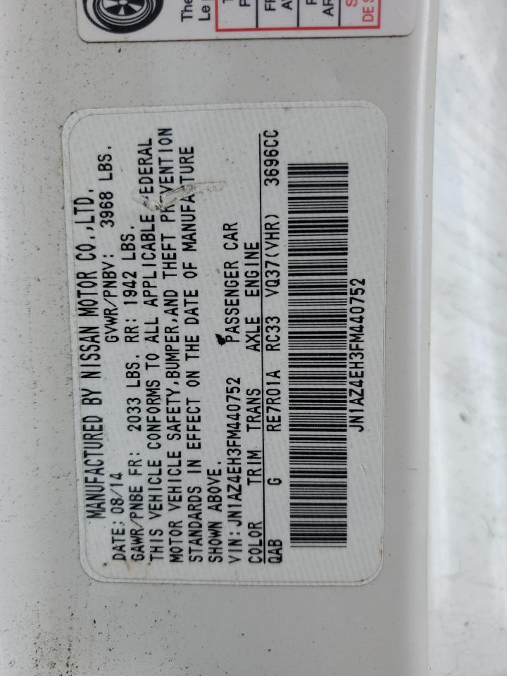 2015 Nissan 370Z Base VIN: JN1AZ4EH3FM440752 Lot: 87098005