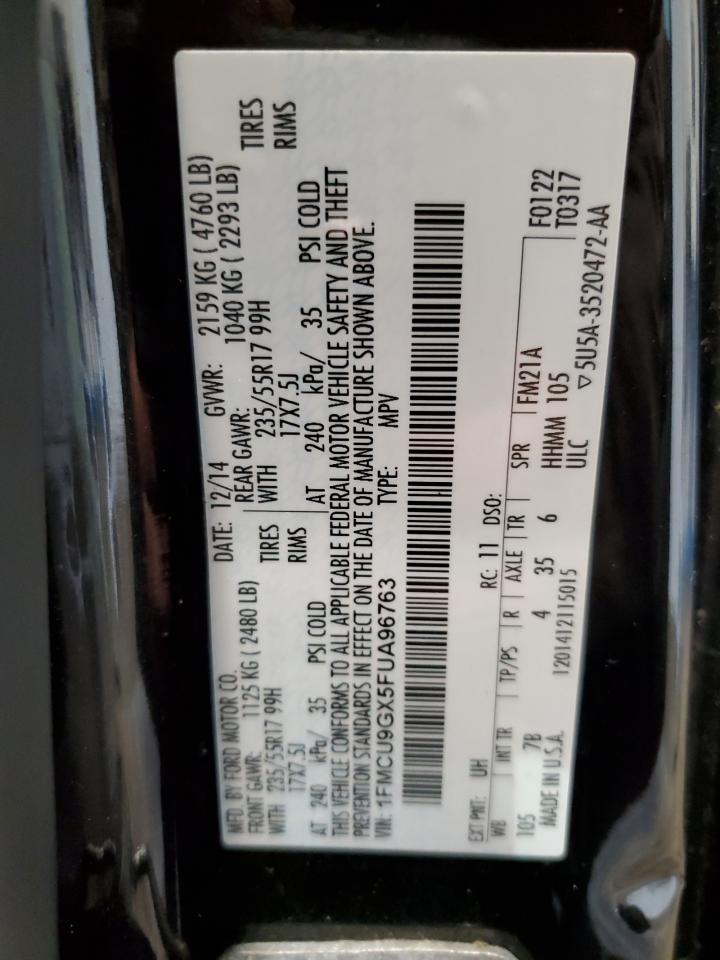 2015 Ford Escape Se VIN: 1FMCU9GX5FUA96763 Lot: 86495245