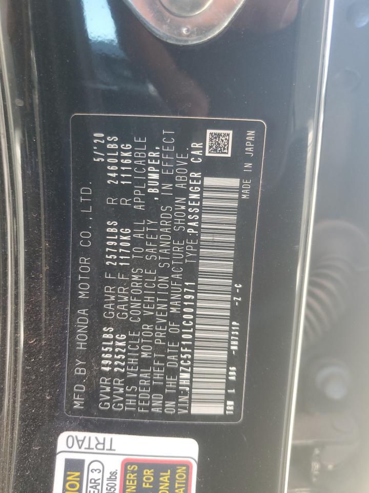 2020 Honda Clarity VIN: JHMZC5F10LC001971 Lot: 90714985