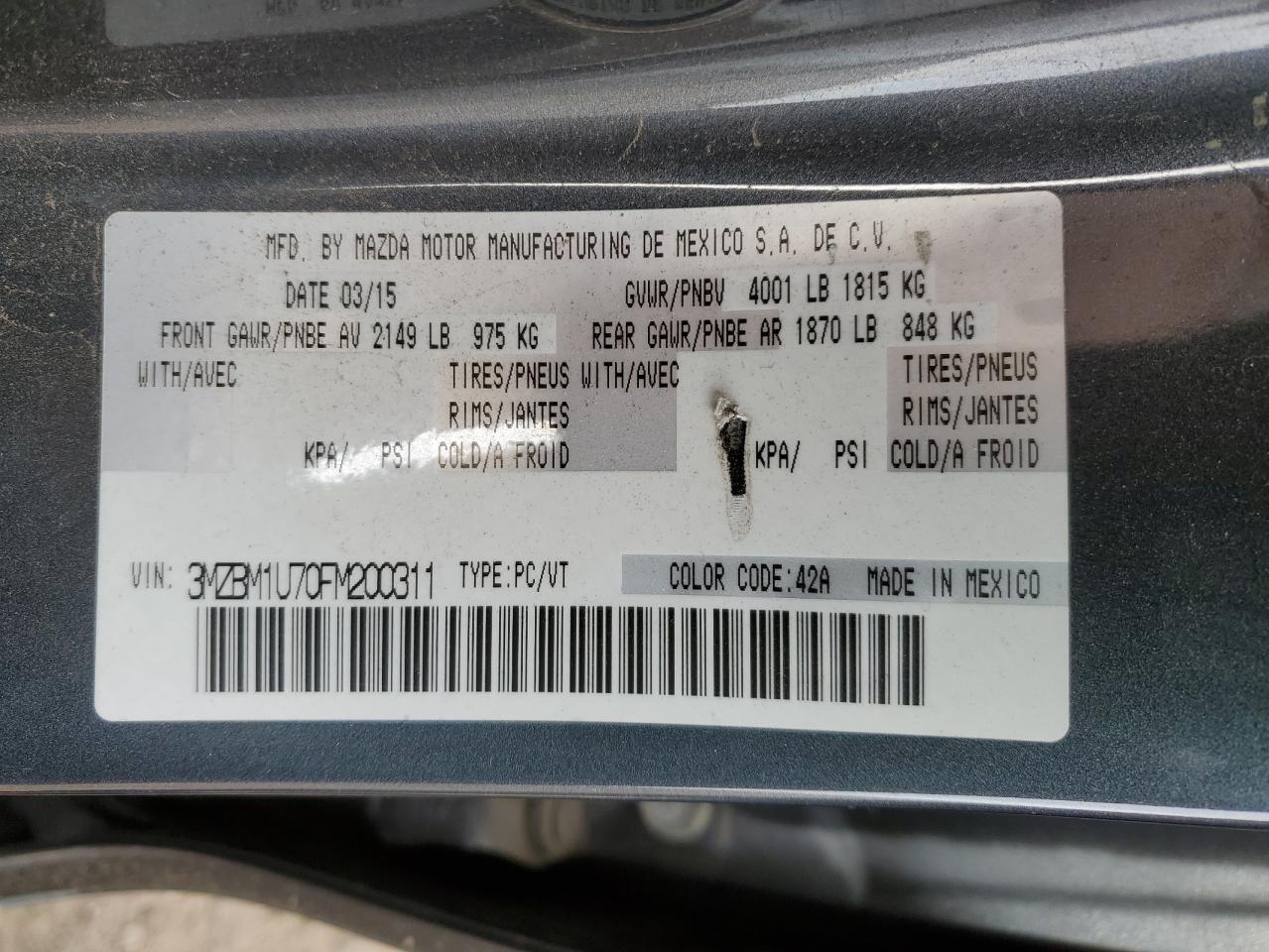 2015 Mazda 3 Sport VIN: 3MZBM1U70FM200311 Lot: 85205825