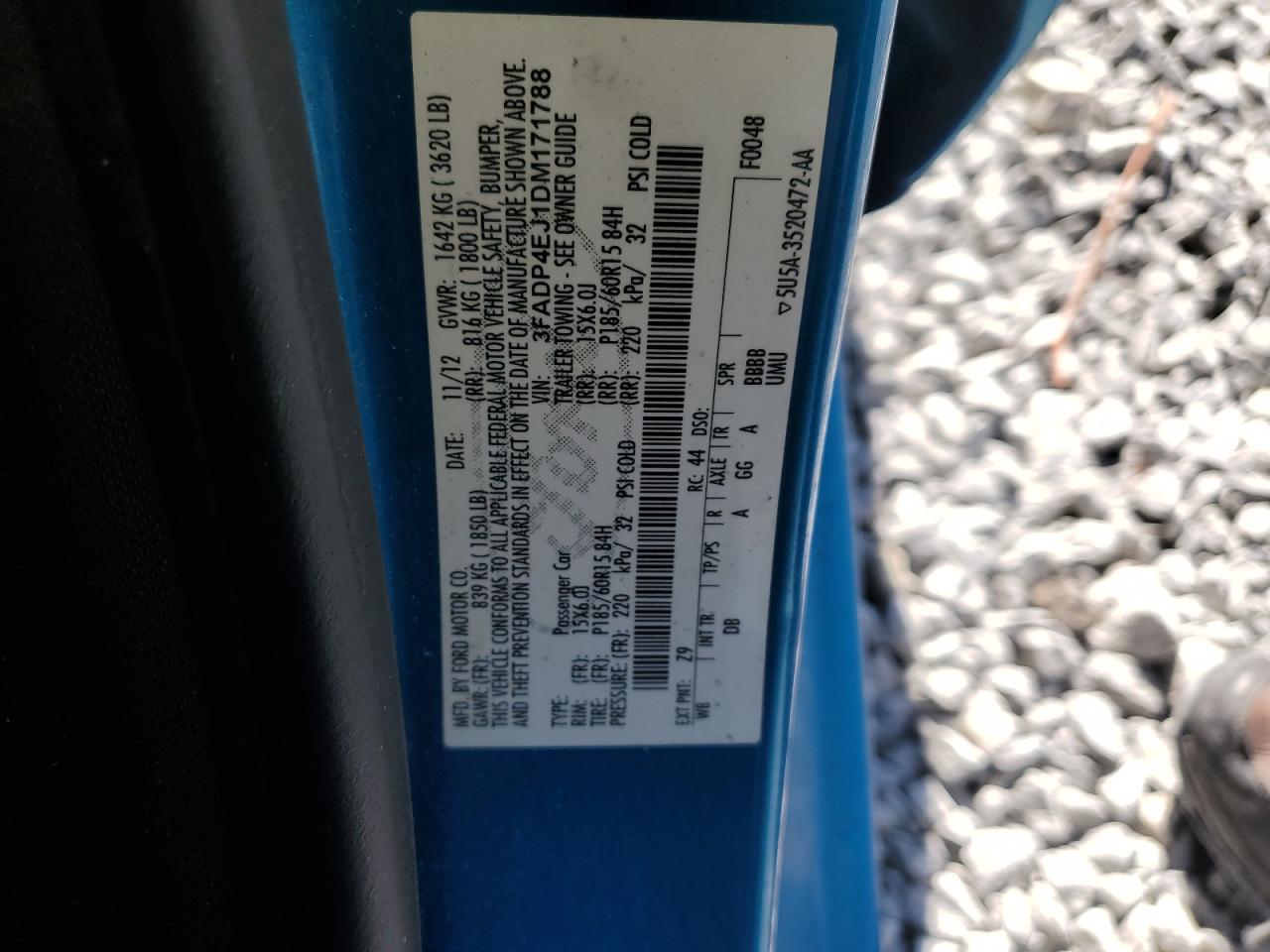 2013 Ford Fiesta Se VIN: 3FADP4EJ1DM171788 Lot: 89855625