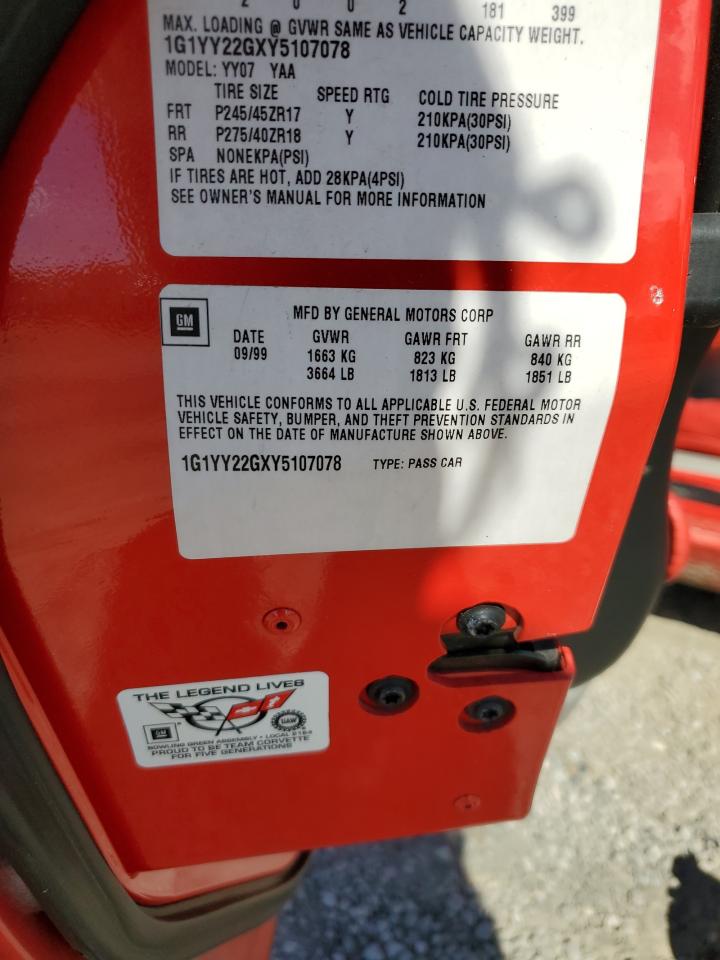 2000 Chevrolet Corvette VIN: 1G1YY22GXY5107078 Lot: 81885925