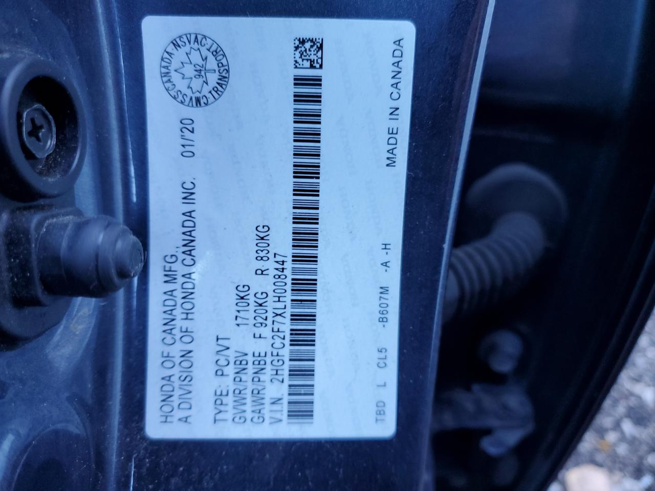 2020 Honda Civic Ex VIN: 2HGFC2F7XLH008447 Lot: 84777955