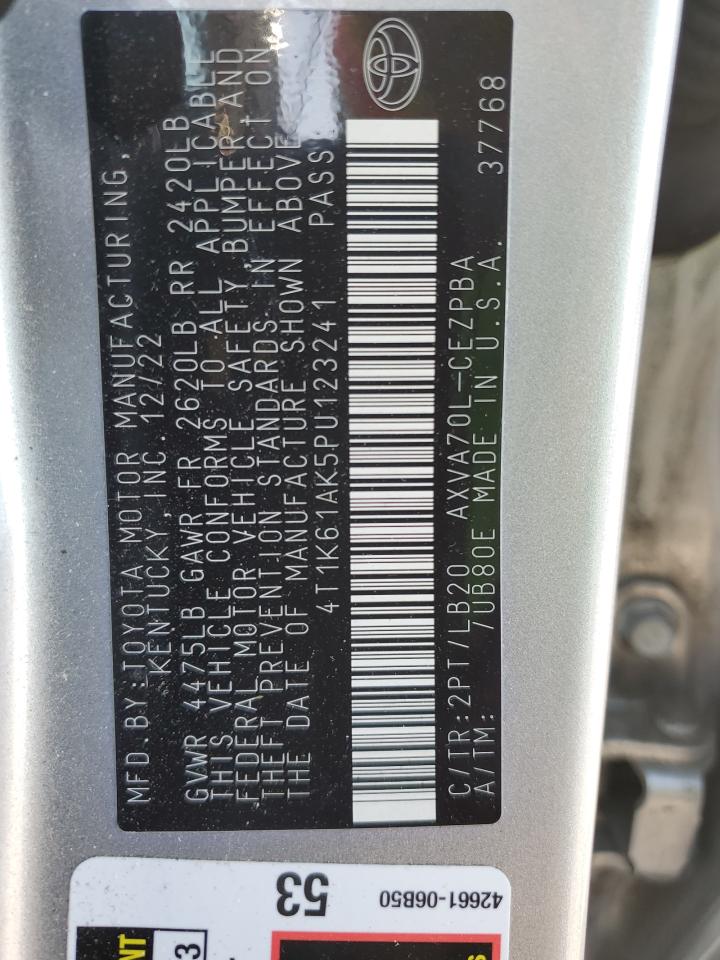 2023 Toyota Camry Xse VIN: 4T1K61AK5PU123241 Lot: 82388205