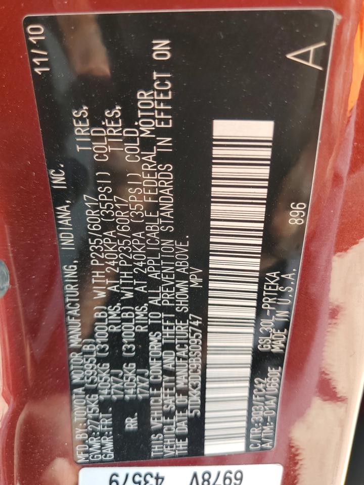 2011 Toyota Sienna Le VIN: 5TDKK3DC9BS095747 Lot: 85265345