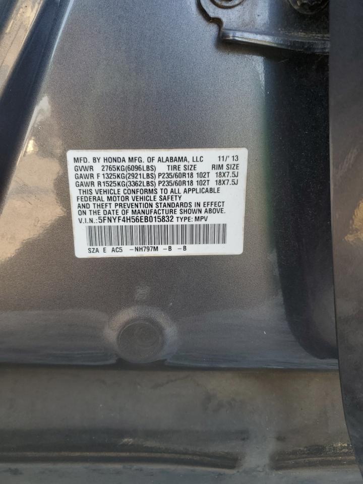 2014 Honda Pilot Exl VIN: 5FNYF4H56EB015832 Lot: 81958215