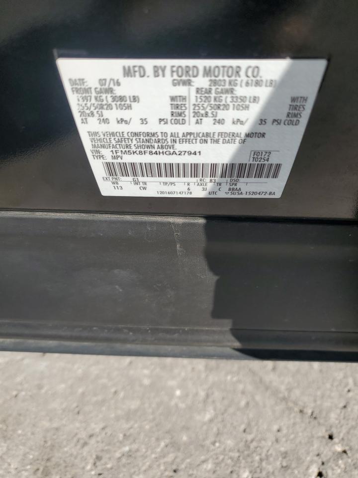 2017 Ford Explorer Limited VIN: 1FM5K8F84HGA27941 Lot: 81509675