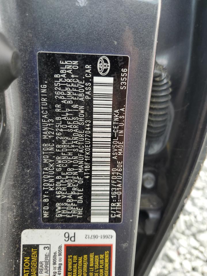 2014 Toyota Camry L VIN: 4T1BF1FK0EU770443 Lot: 85481745