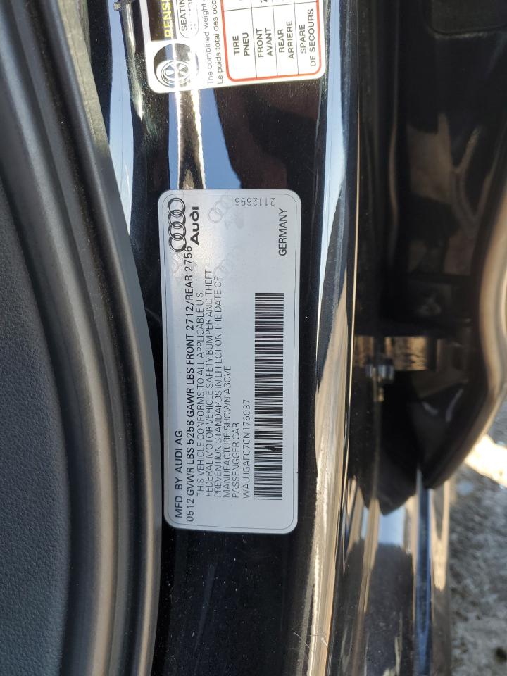 2012 Audi A6 Prestige VIN: WAUJGAFC7CN176037 Lot: 85162385