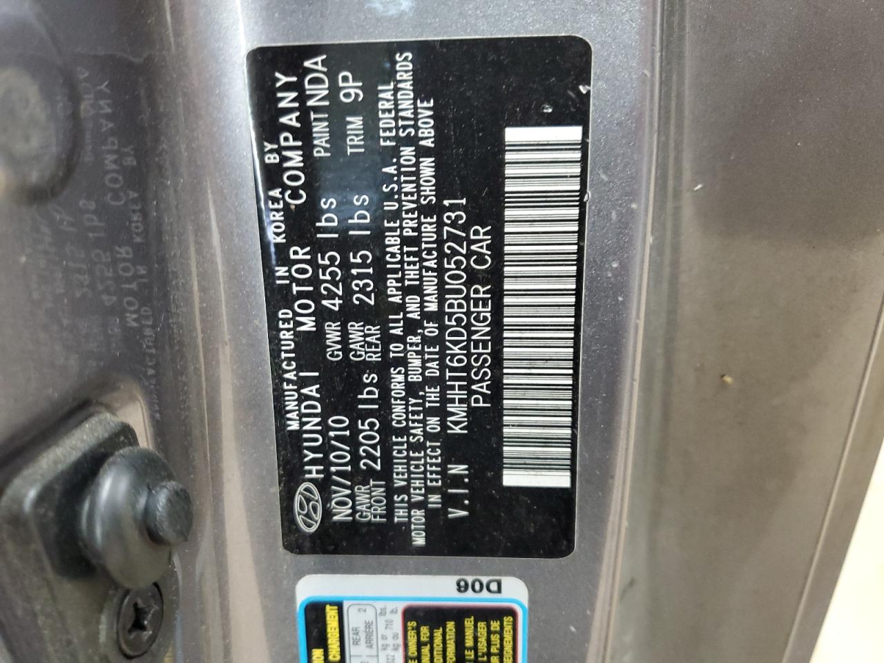 2011 Hyundai Genesis Coupe 2.0T VIN: KMHHT6KD5BU052731 Lot: 82628265