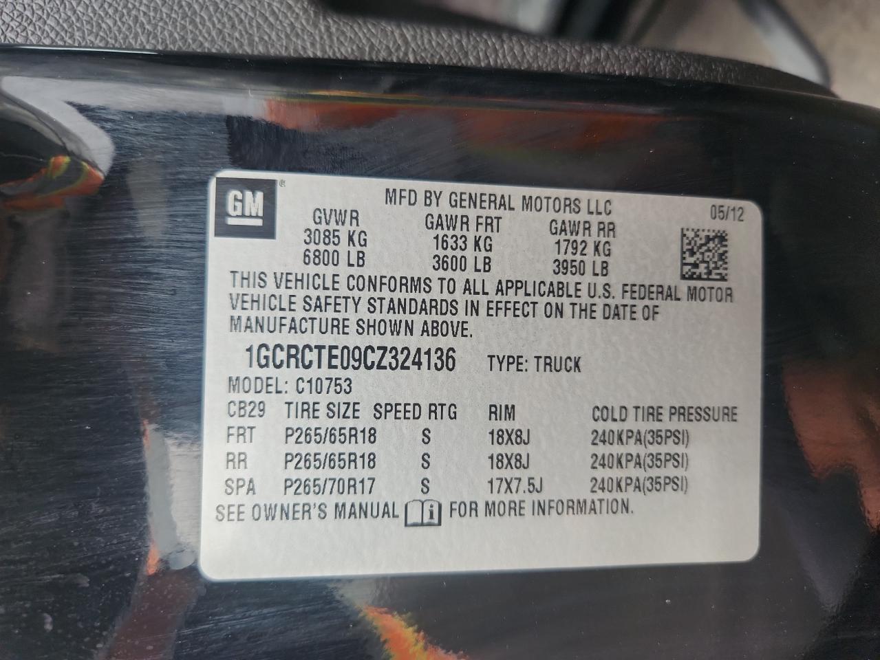 2012 Chevrolet Silverado C1500 Ltz VIN: 1GCRCTE09CZ324136 Lot: 82408065