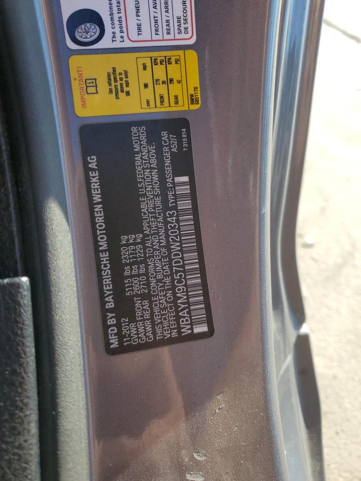 2013 BMW 650 I VIN: WBAYM9C57DDW20343 Lot: 91125745