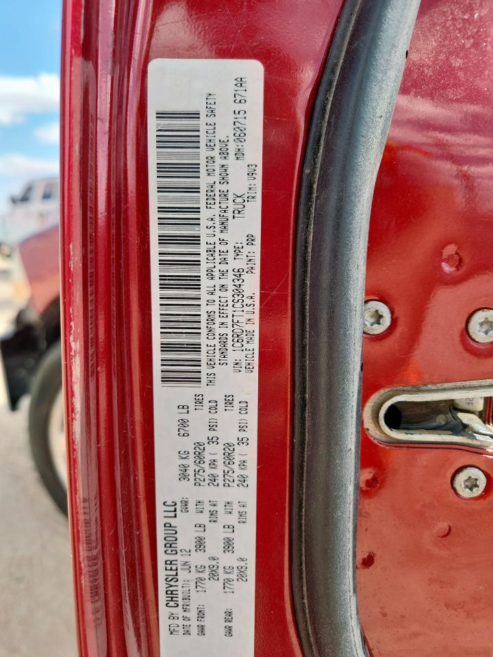 2012 Dodge Ram 1500 St VIN: 1C6RD7FT1CS304346 Lot: 82185475