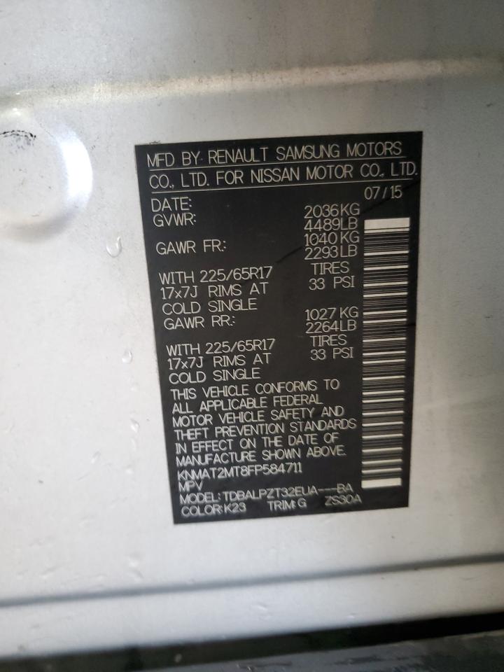 2015 Nissan Rogue S VIN: KNMAT2MT8FP584711 Lot: 84805815