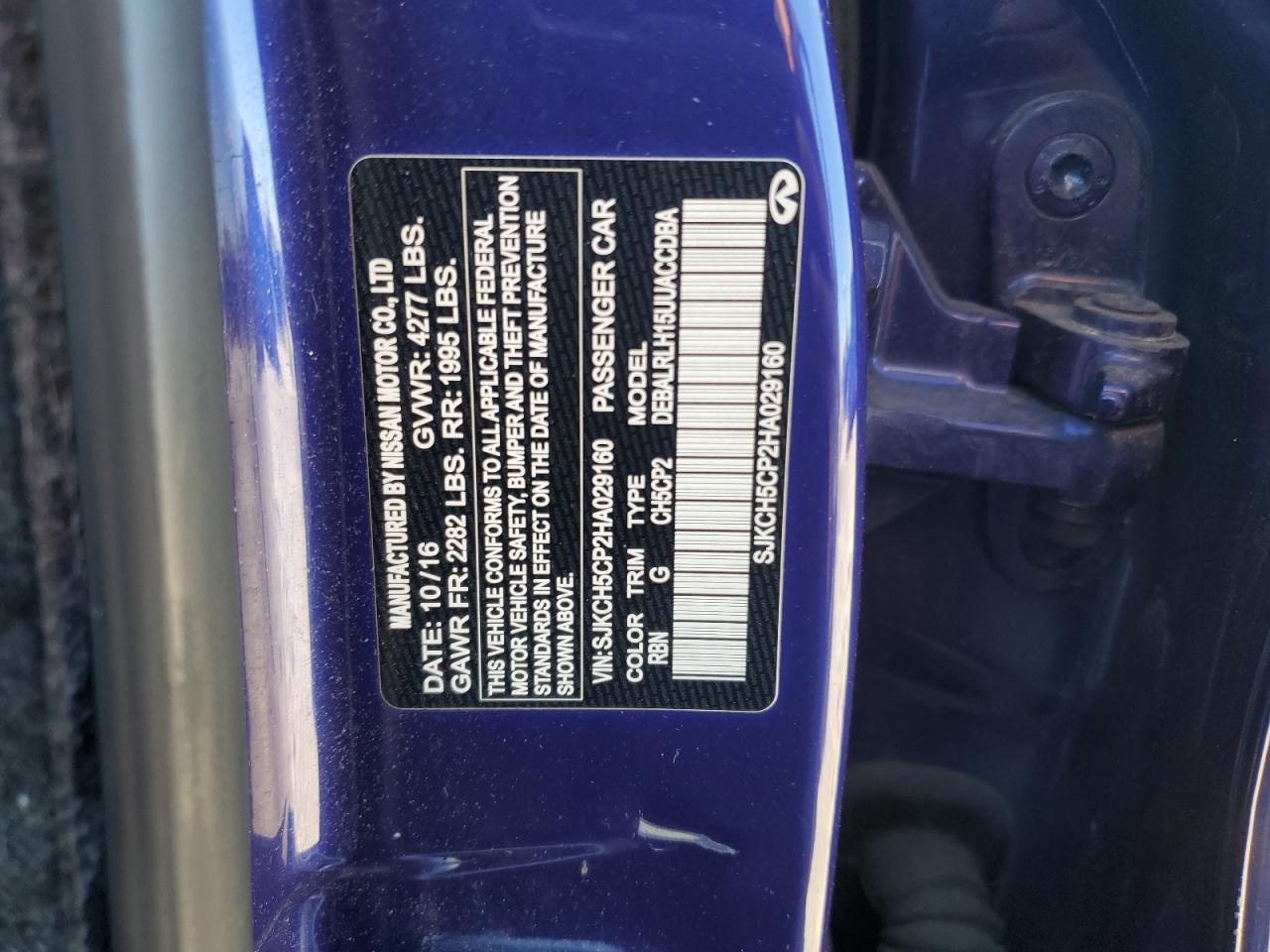 2017 Infiniti Qx30 Base VIN: SJKCH5CP2HA029160 Lot: 90228885