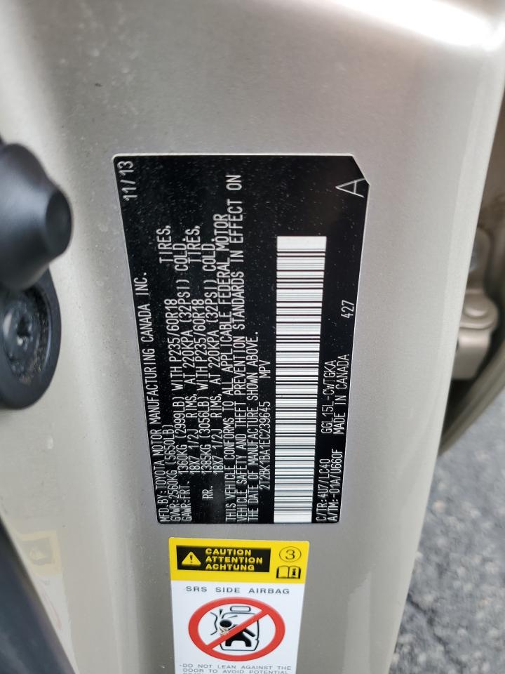 2014 Lexus Rx 350 Base VIN: 2T2BK1BA1EC239645 Lot: 82658105