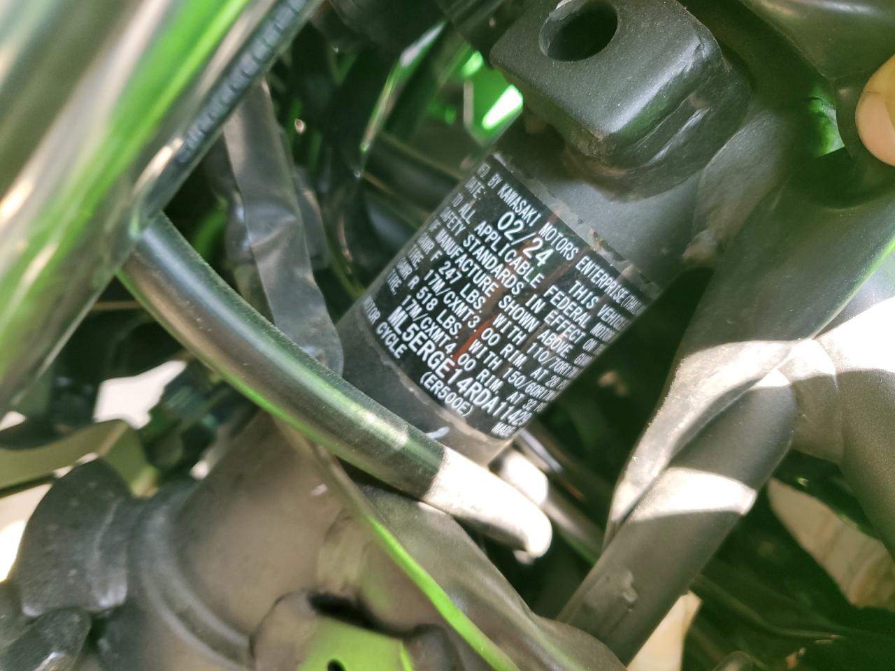2024 Kawasaki Er500 VIN: ML5ERGE14RDA11429 Lot: 86677795