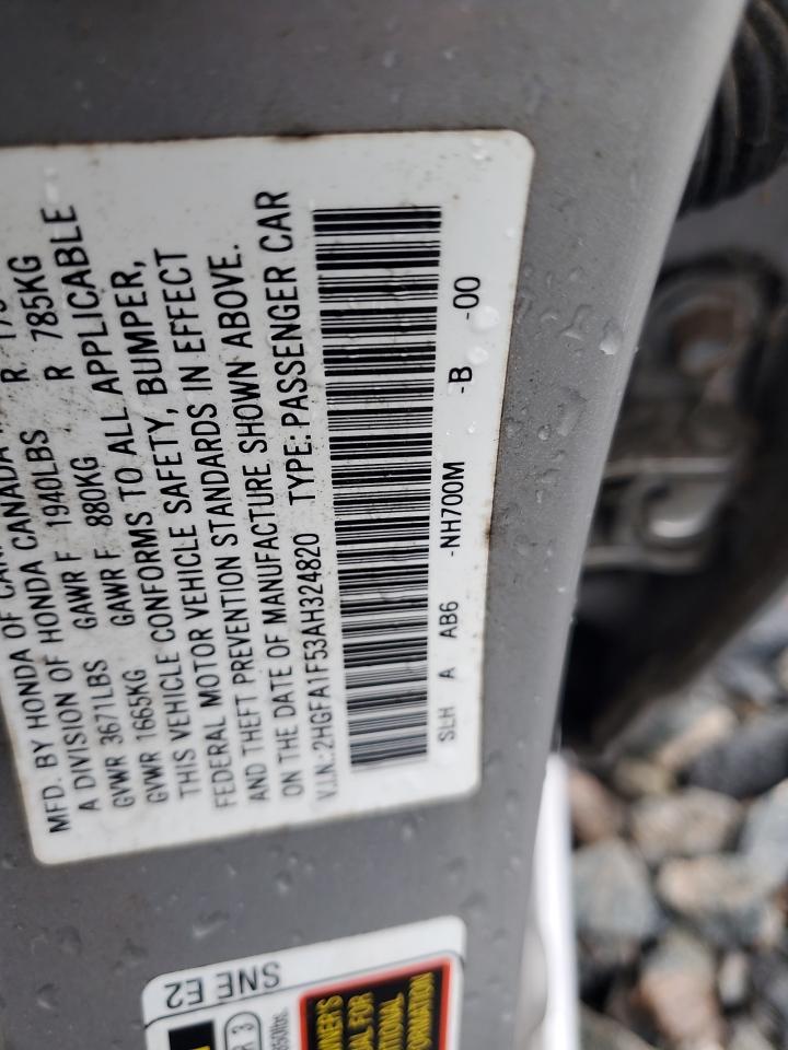 2010 Honda Civic Lx VIN: 2HGFA1F53AH324820 Lot: 85266255