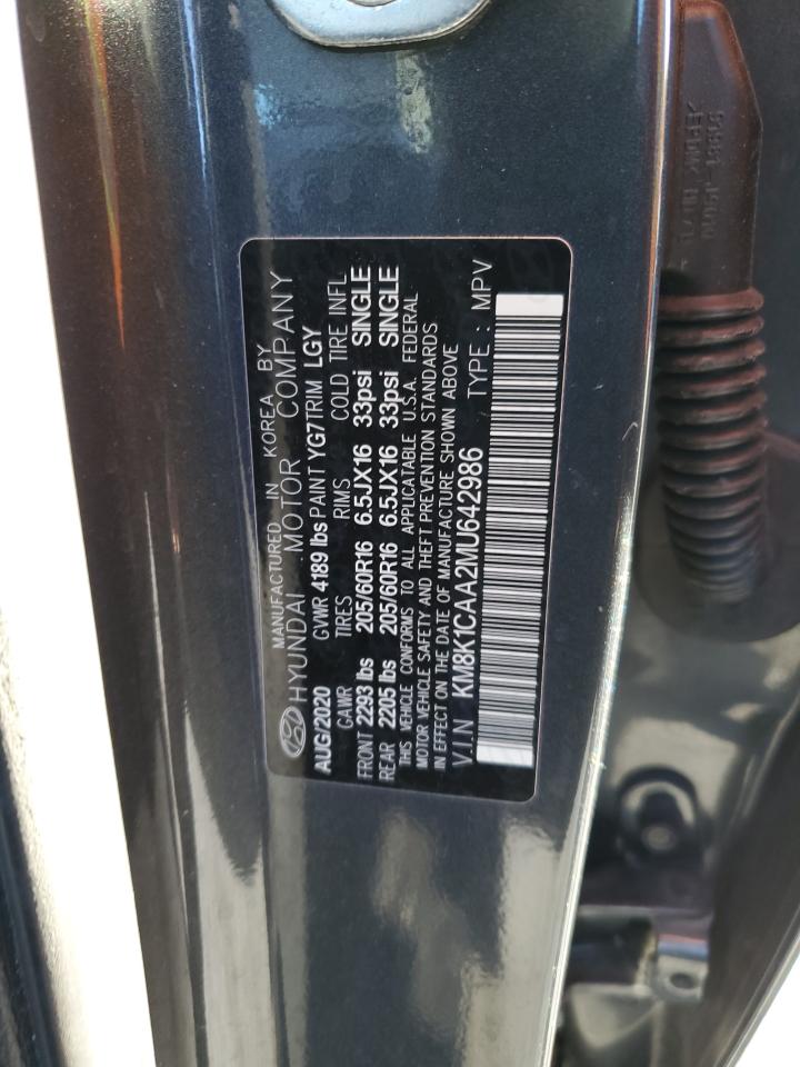 2021 Hyundai Kona Se VIN: KM8K1CAA2MU642986 Lot: 90220915