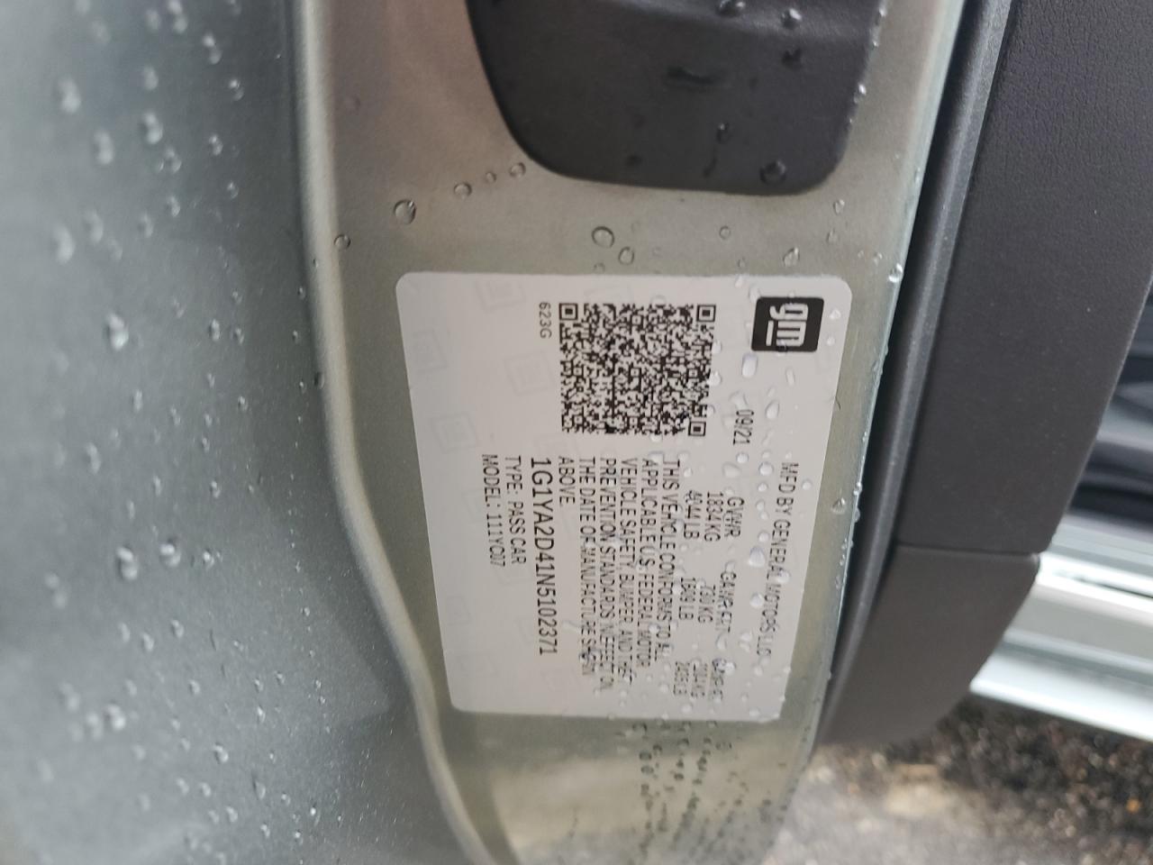 2022 Chevrolet Corvette Stingray 1Lt VIN: 1G1YA2D41N5102371 Lot: 90780365