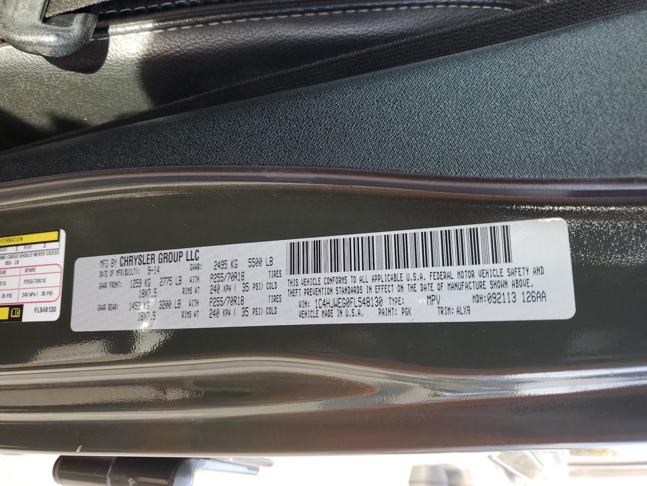 2015 Jeep Wrangler Unlimited Sahara VIN: 1C4HJWEG0FL548130 Lot: 82209195