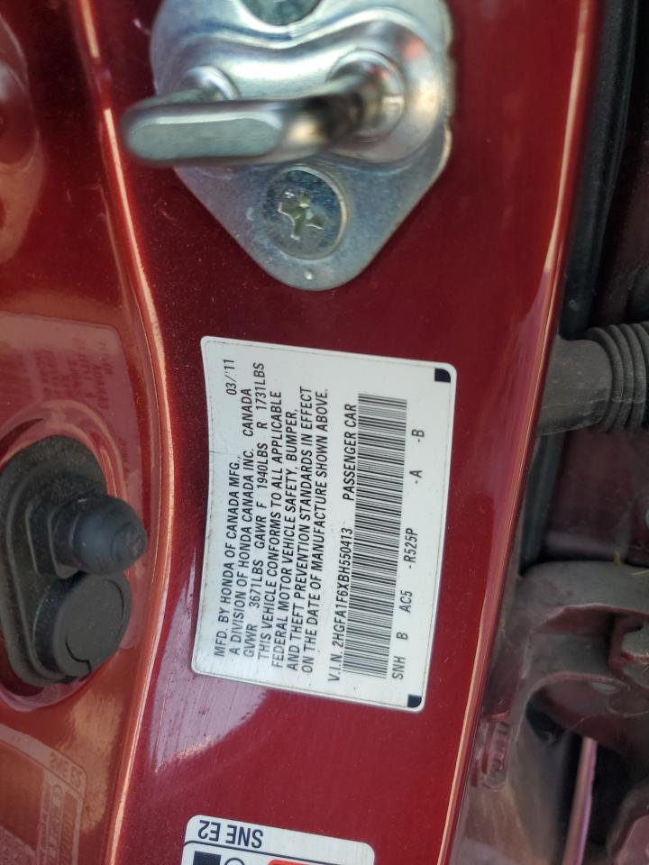 2011 Honda Civic Lx-S VIN: 2HGFA1F6XBH550413 Lot: 85132505