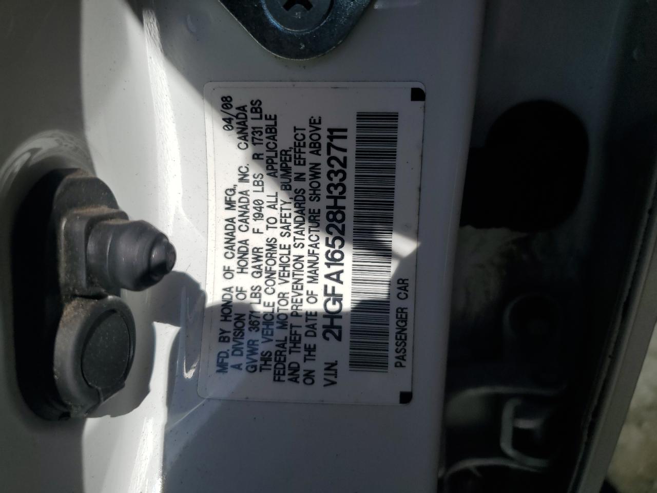 2008 Honda Civic Lx VIN: 2HGFA16528H332711 Lot: 84894815