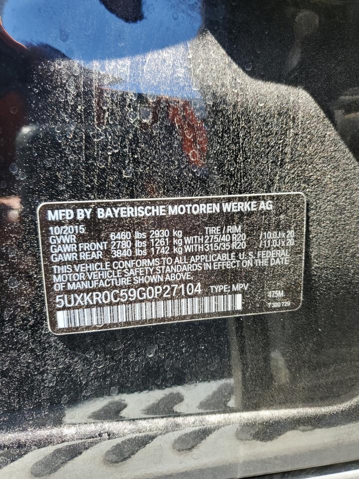 2016 BMW X5 xDrive35I VIN: 5UXKR0C59G0P27104 Lot: 85339275