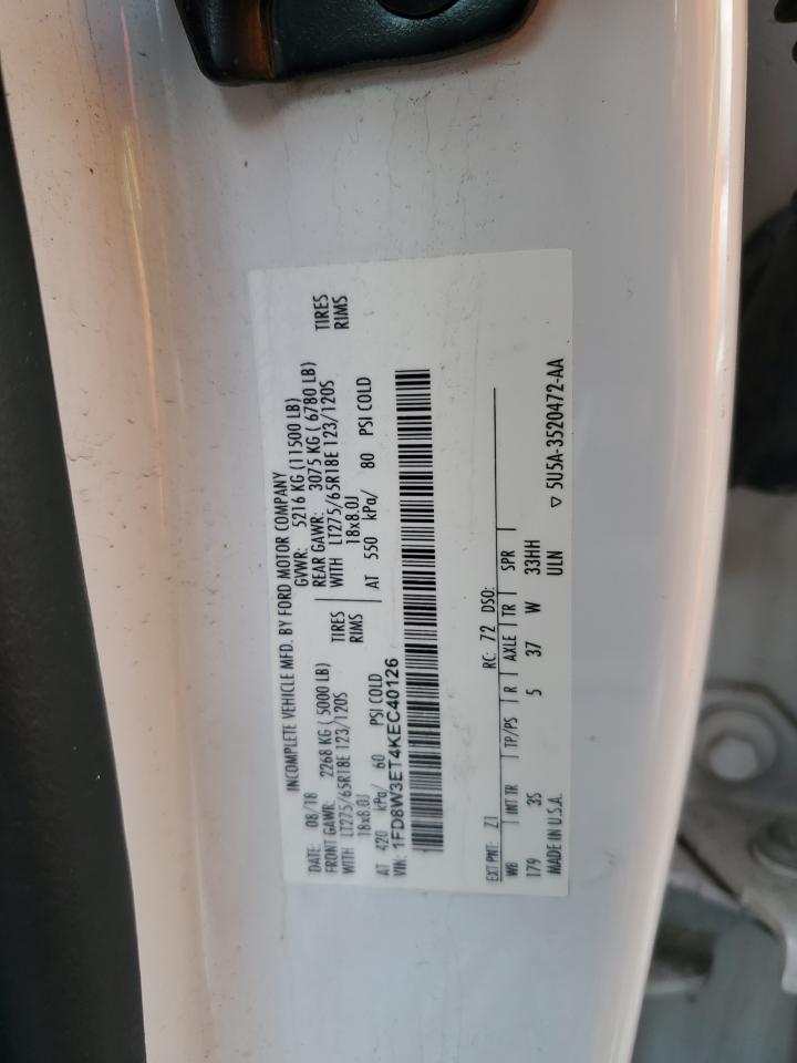 2019 Ford F350 Super Duty VIN: 1FD8W3ET4KEC40126 Lot: 85943485