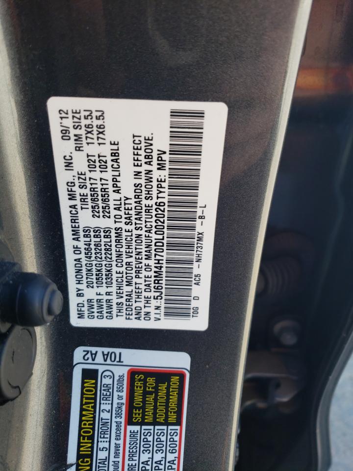 2013 Honda Cr-V Exl VIN: 5J6RM4H70DL002026 Lot: 85295035