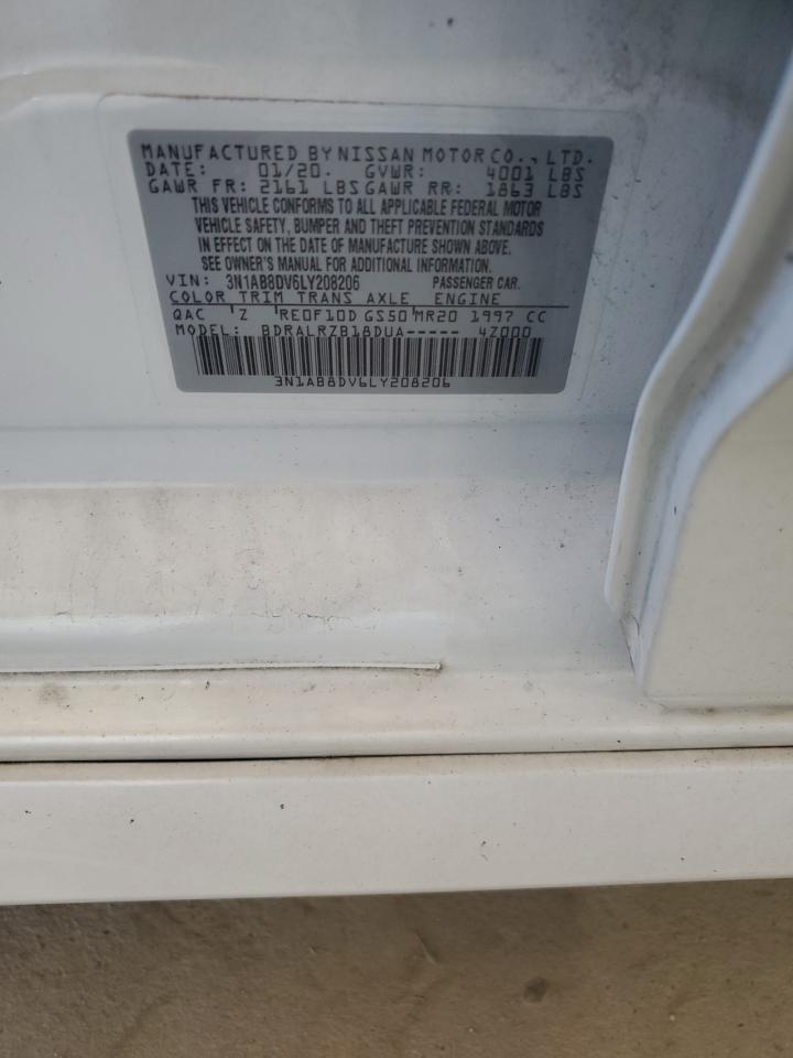 2020 Nissan Sentra Sr VIN: 3N1AB8DV6LY208206 Lot: 82193845