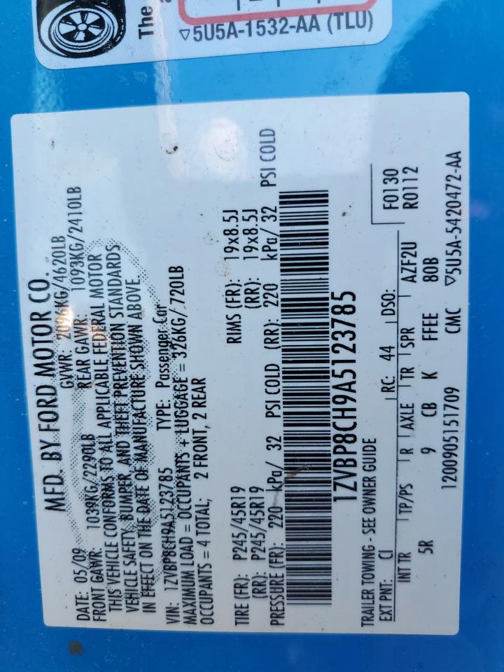 2010 Ford Mustang Gt VIN: 1ZVBP8CH9A5123785 Lot: 90405435