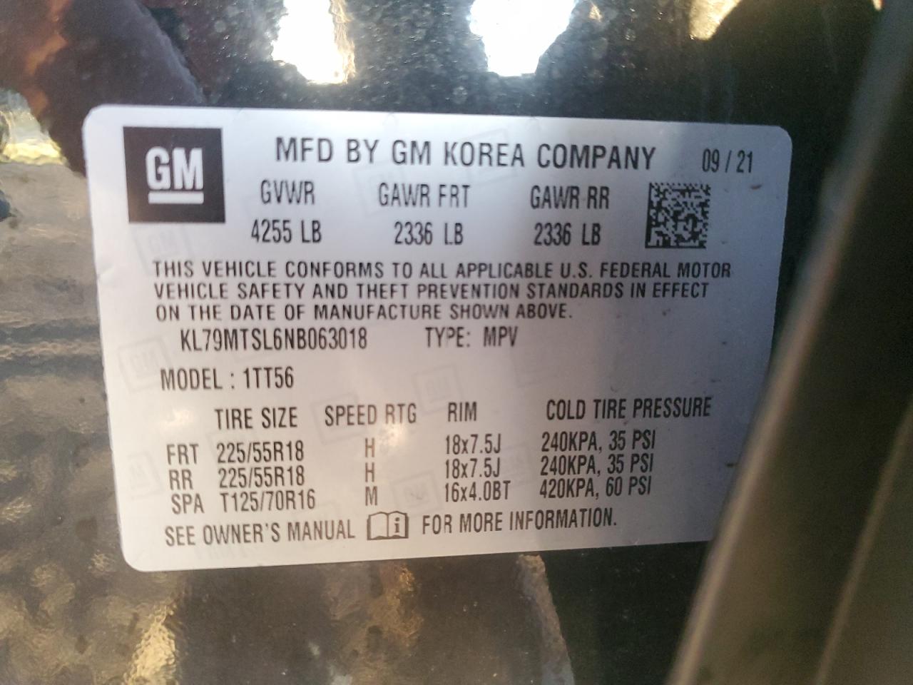 2022 Chevrolet Trailblazer Rs VIN: KL79MTSL6NB063018 Lot: 85724295