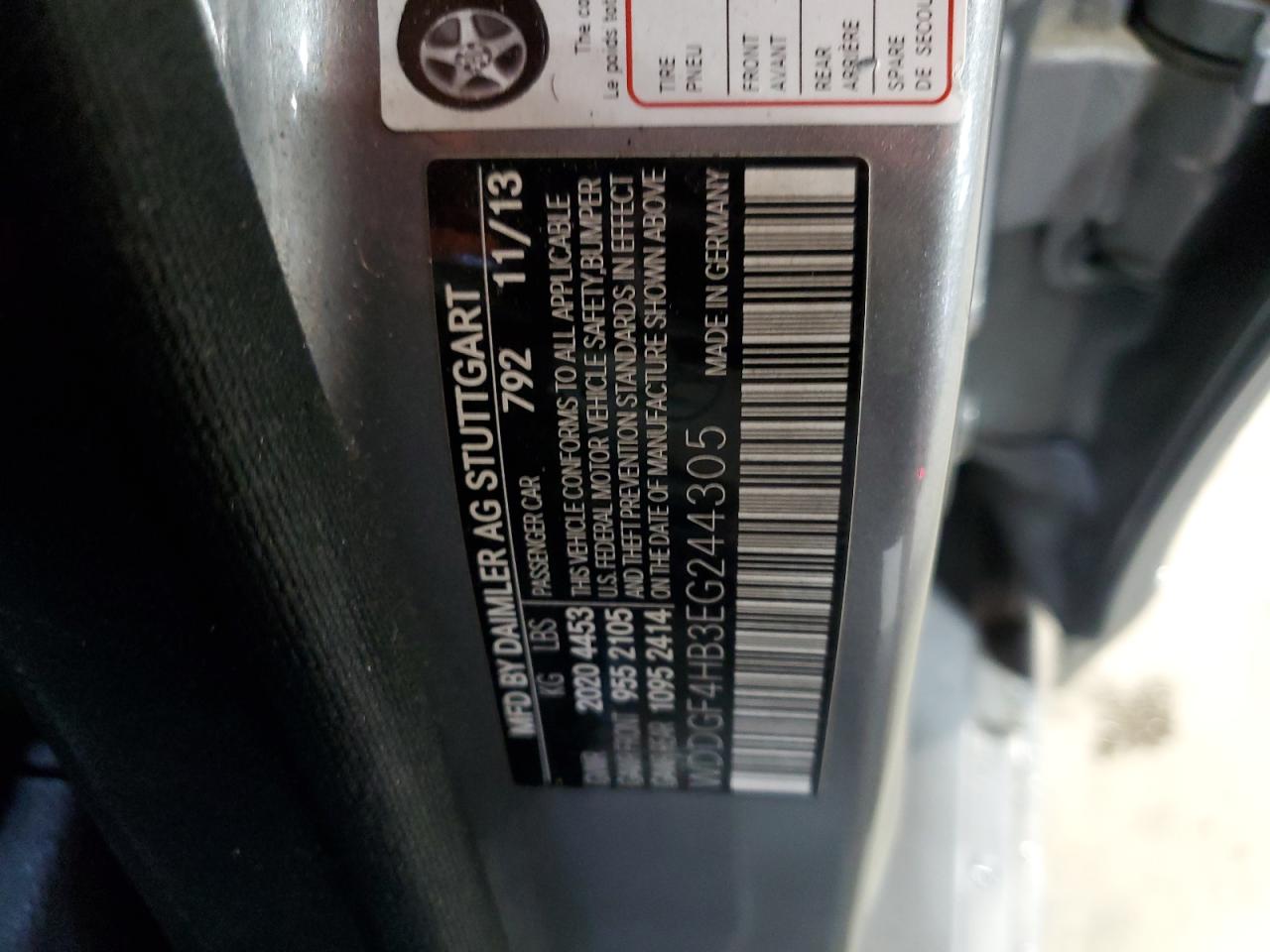 2014 Mercedes-Benz C 250 VIN: WDDGF4HB3EG244305 Lot: 89653605