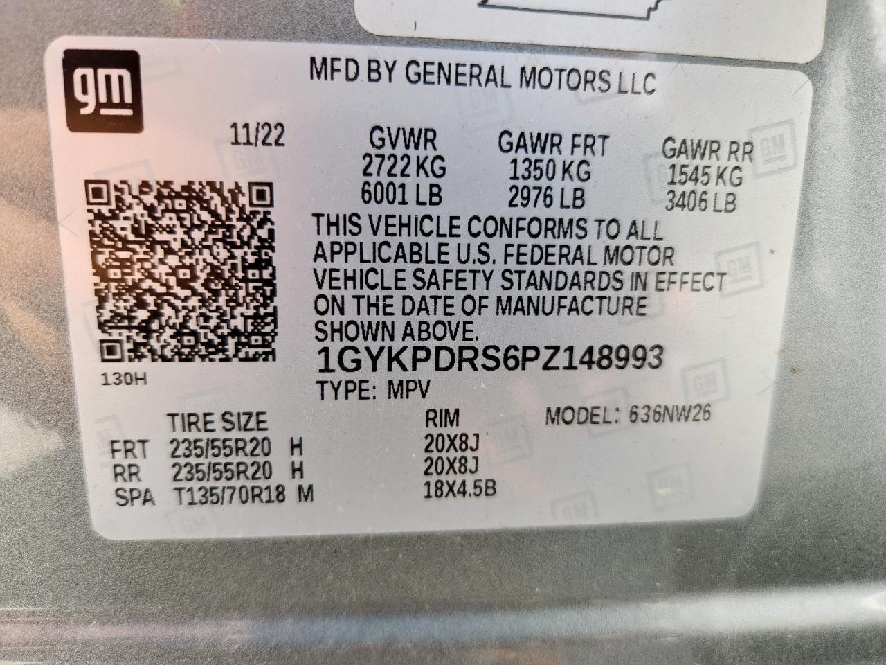 2023 Cadillac Xt6 Premium Luxury VIN: 1GYKPDRS6PZ148993 Lot: 85117745