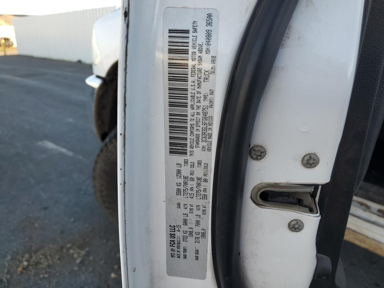 2015 Ram 3500 St VIN: 3C63R3GL6FG648751 Lot: 90275525