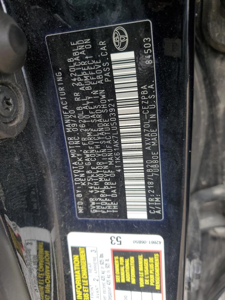 2020 Toyota Camry Xse VIN: 4T1K61AK7LU503921 Lot: 85884515