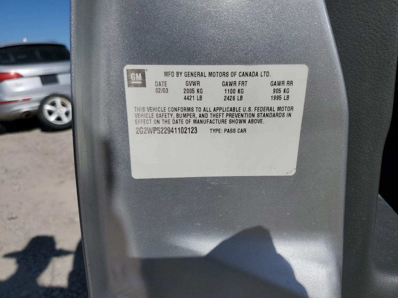 2004 Pontiac Grand Prix Gt VIN: 2G2WP522941102123 Lot: 87012465