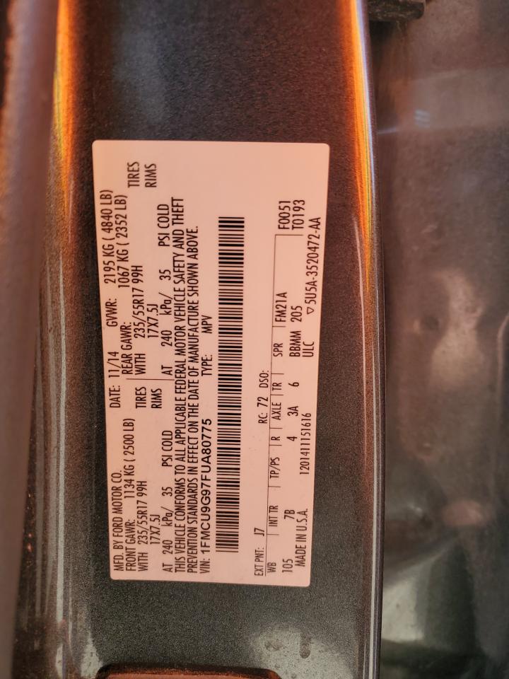 2015 Ford Escape Se VIN: 1FMCU9G97FUA80775 Lot: 87290445