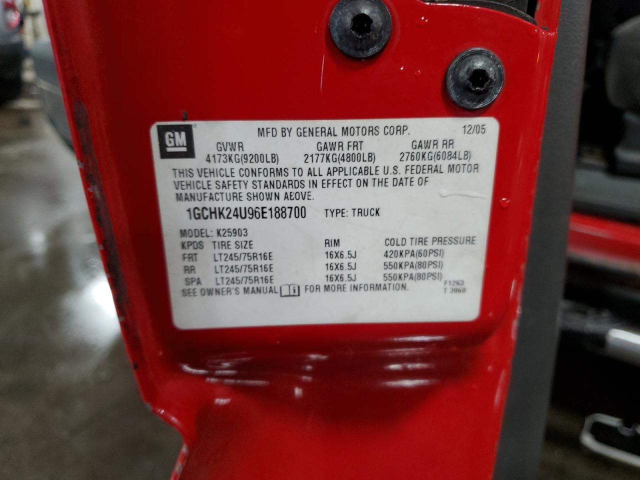 2006 Chevrolet Silverado K2500 Heavy Duty VIN: 1GCHK24U96E188700 Lot: 85174645
